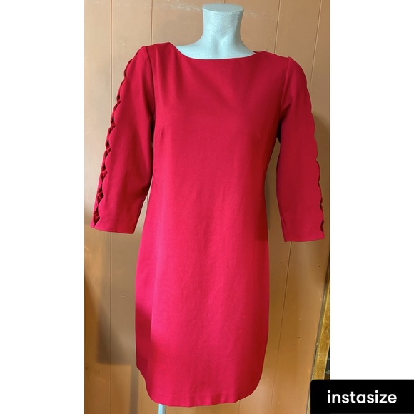 RSVP by Talbots Red Sheath Dress Cut-Out Arms 8P - Picture 2 of 9